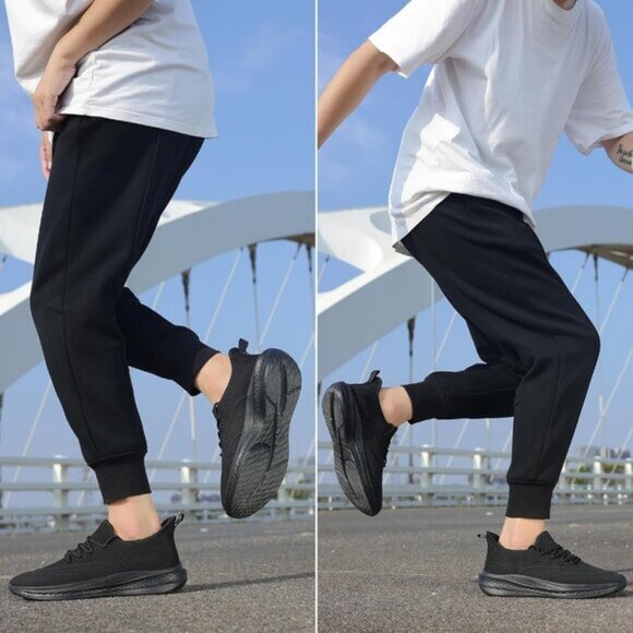 ⚡Men All Black Fashion Mesh Non Slip Lightweight Workout Breathable Gym Sneakers - Picture 6 of 6